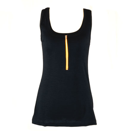 Black Ribbed Tank with zipper for breastfeeding